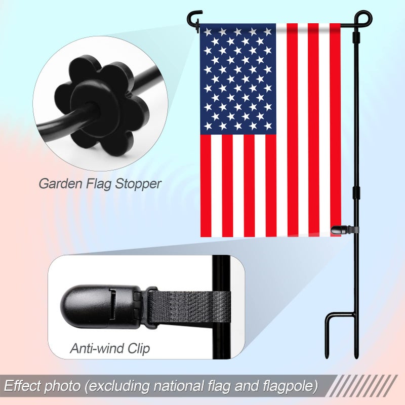 HOOSUN 10 Pack Garden Flags Clips And Stoppers Tiger Clips For Garden Flag Holder Rubber Stoppers Yard Flag Holder Clip for Small Flags Pole 4th of July Accessories - Image 3